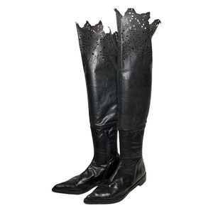 Boho Hand Cut Leather Over The Knee Boots by RAS  EUR 39 , US 8 NWOB MSRP $450